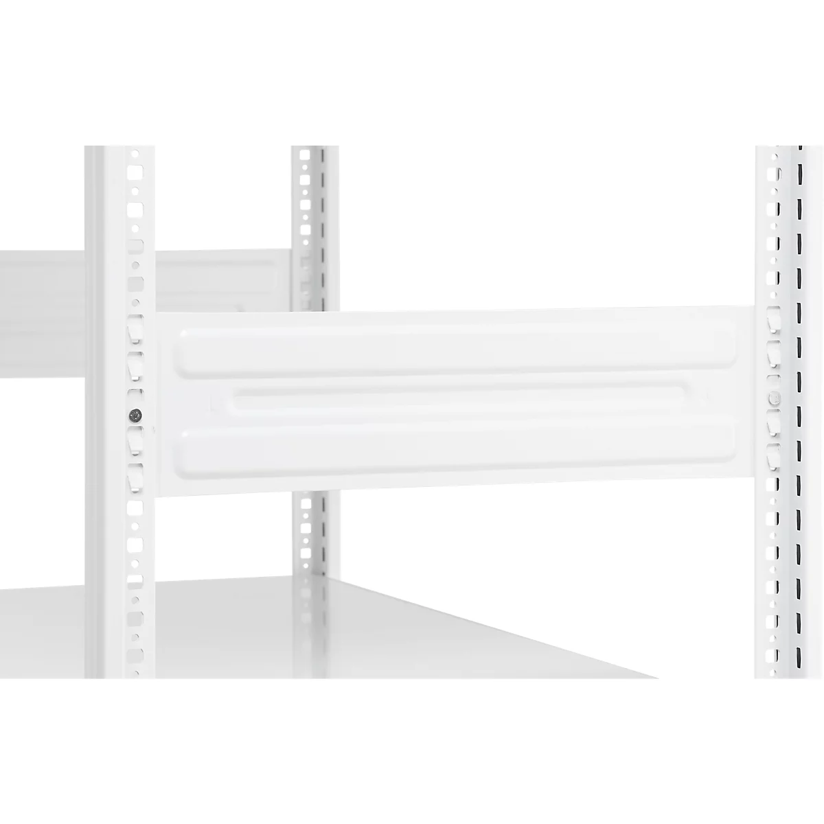 Rayonnage emboîtable ORDO Professional, rayonnage de base, modulaire, 5 tablettes, charge admissible par tablette 140 kg, charge admissible par élément 1200 kg, L 1060 x P 435 x H 2000 mm, acier, blanc trafic RAL 9016