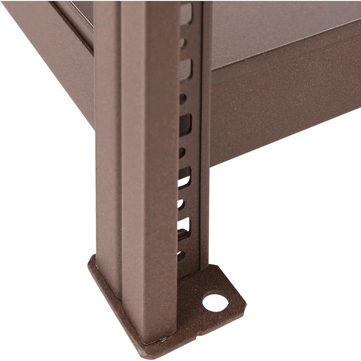 Rayonnage emboîtable pour fleurs/tous usages ORDO Flex, multifonctionnel, 4 tablettes perforées, fond de cuve, charge admissible par élément 1200 kg, L 1060 x P 435 x H 2000 mm, revêtement époxy, rouille/brun