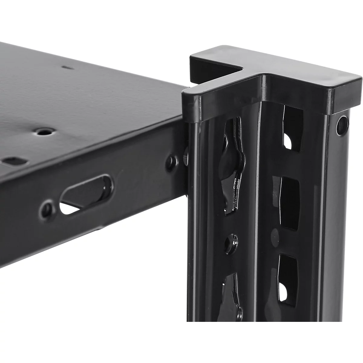 Rayonnage emboîtable Schulte Lagertechnik MULTIplus 150, rayonnage de base avec traverses de longueur, 5 tablettes réglables en hauteur, jusqu'à 1300 kg, L 1000 x P 500 x H 2000 mm acier, noir