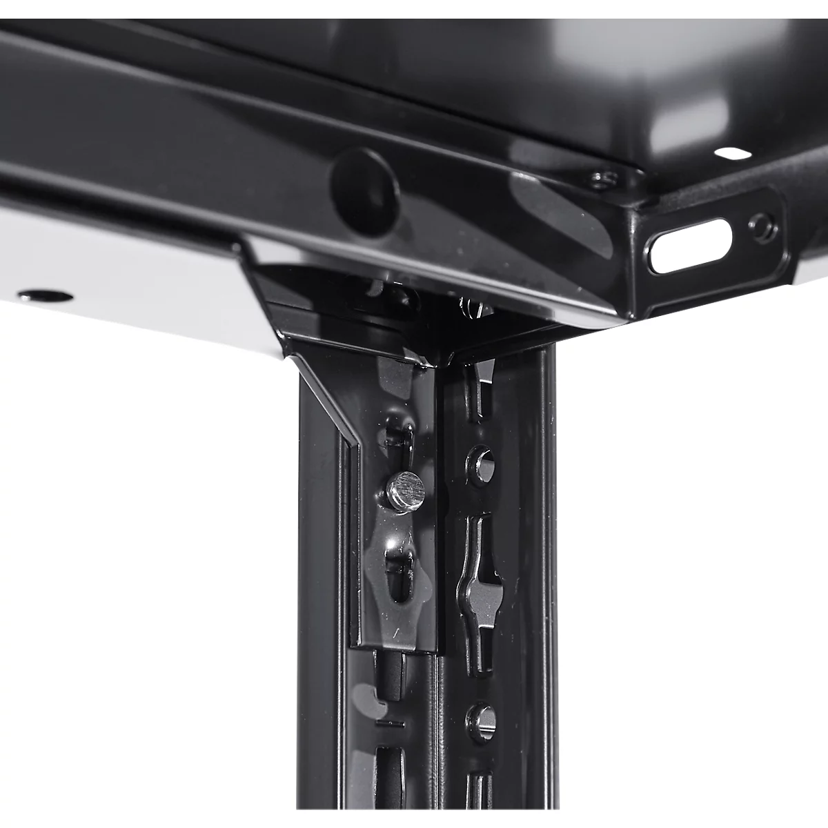 Rayonnage emboîtable Schulte Lagertechnik MULTIplus 150, rayonnage de base avec traverses de longueur, 5 tablettes réglables en hauteur, jusqu'à 1300 kg, L 1000 x P 500 x H 2000 mm acier, noir