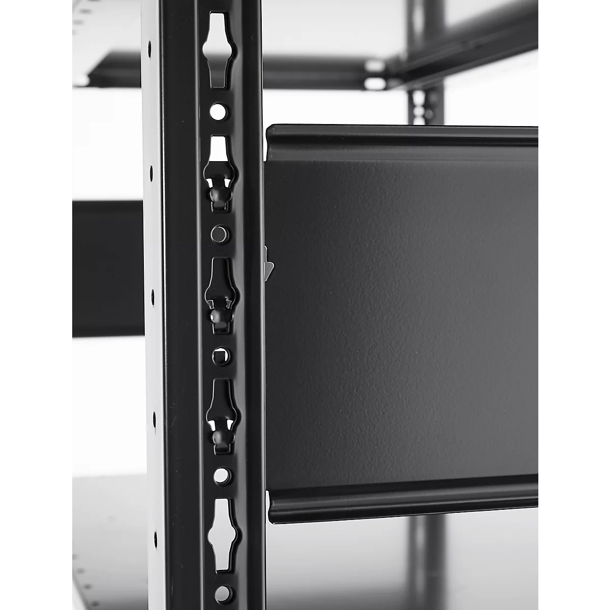 Rayonnage emboîtable Schulte Lagertechnik MULTIplus 150, rayonnage de base avec traverses de longueur, 5 tablettes réglables en hauteur, jusqu'à 1300 kg, L 1000 x P 500 x H 2000 mm acier, noir