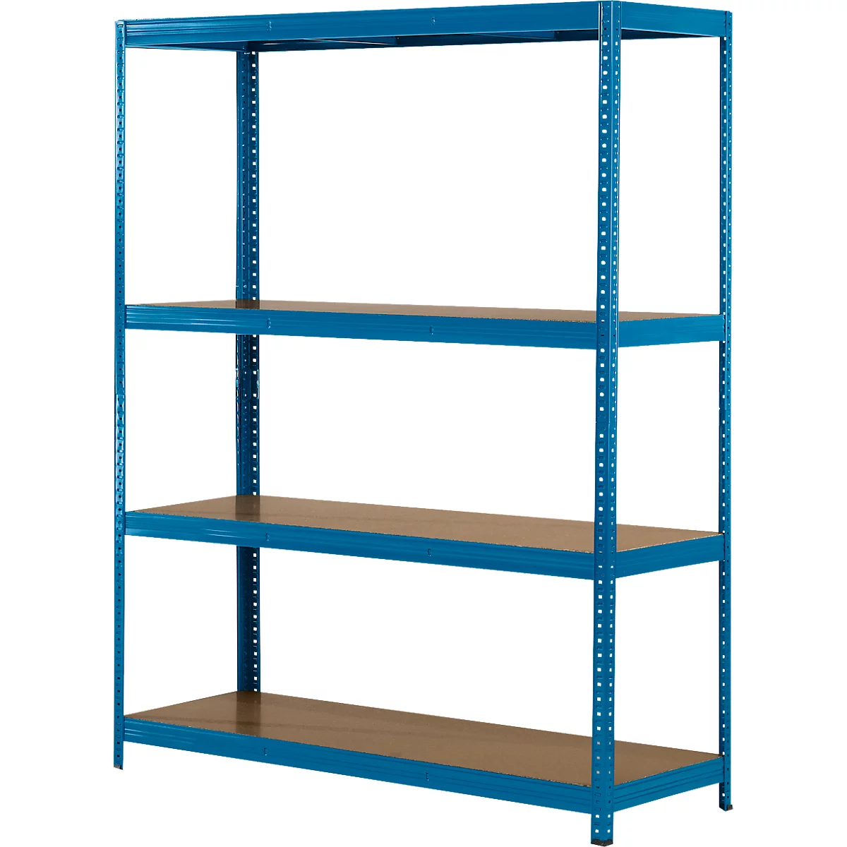 Rayonnage longue portée - ensemble complet - l. 1500 x P 600 x H 2000 mm - 4 étagères - capacité de charge par étagère 350 kg - laqué époxy - bleu ciel RAL 5015