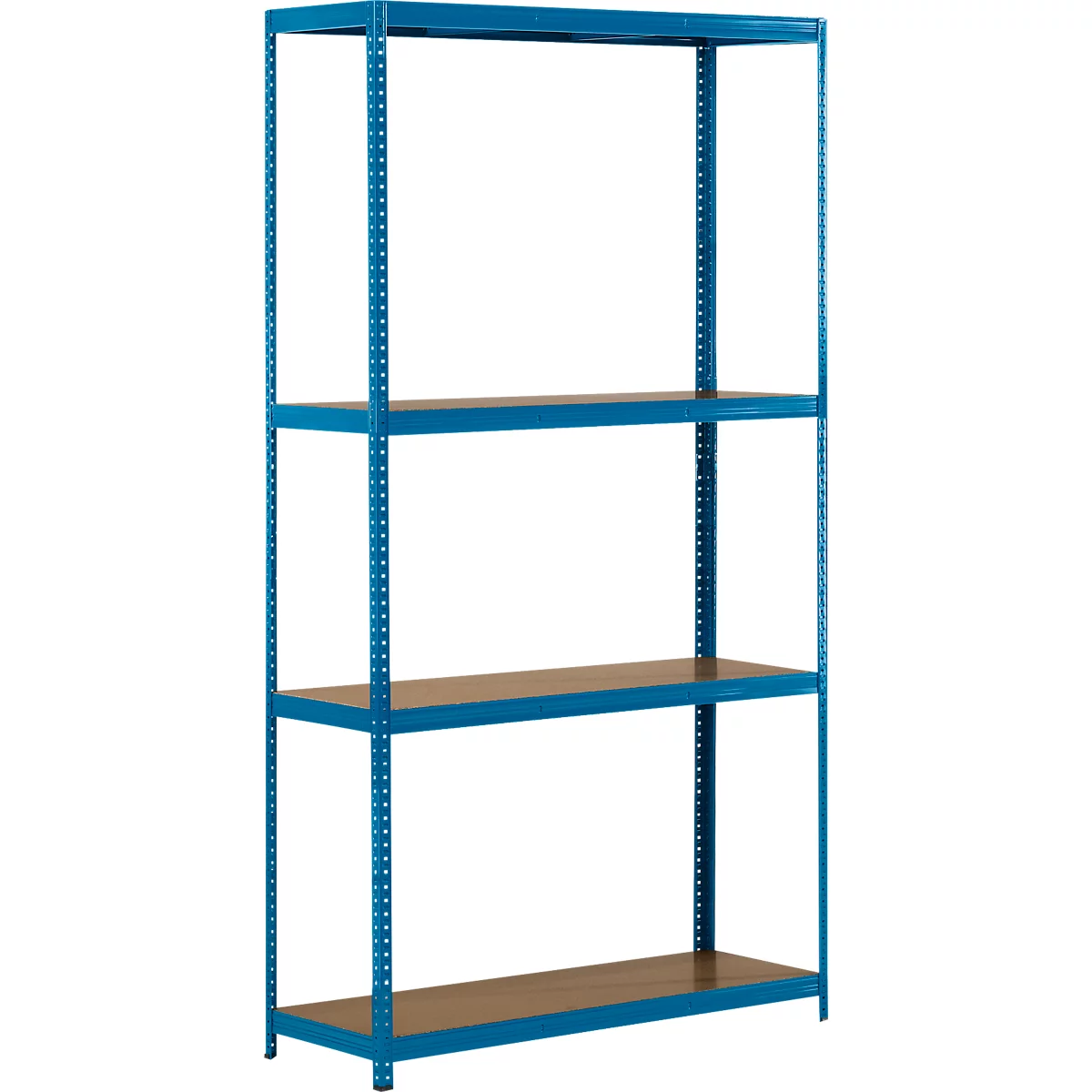 Rayonnage longue portée - ensemble complet - l. 1500 x P 600 x H 2800 mm - 4 étagères - capacité de charge par étagère 350 kg - laqué époxy - bleu ciel RAL 5015