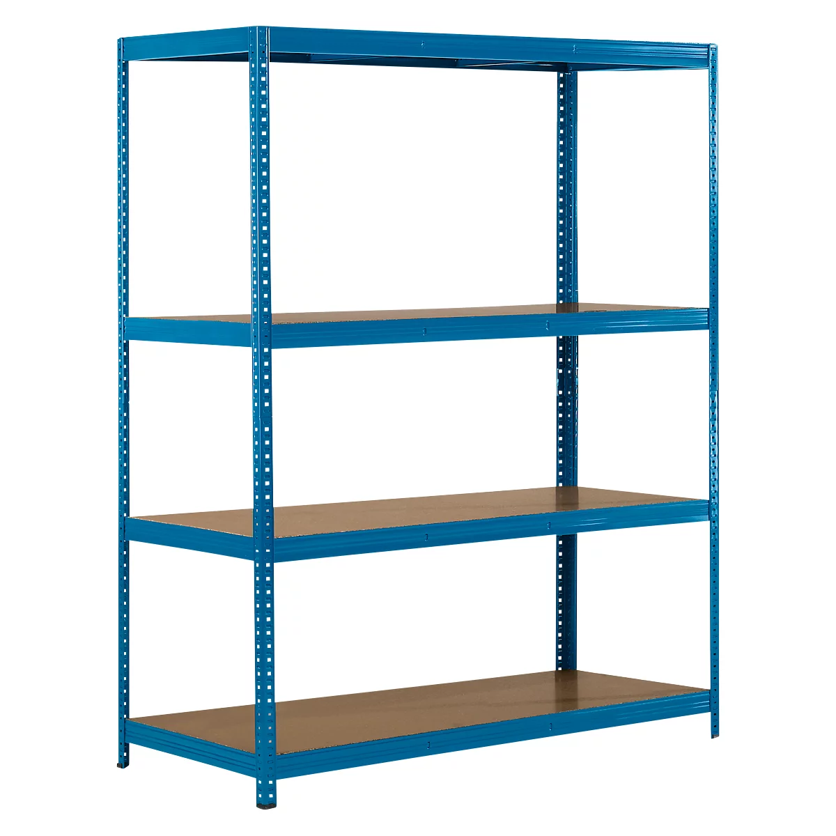 Rayonnage longue portée - ensemble complet - l. 1500 x P 800 x H 2000 mm - 4 étagères - capacité de charge par étagère 350 kg - laqué époxy - bleu ciel RAL 5015