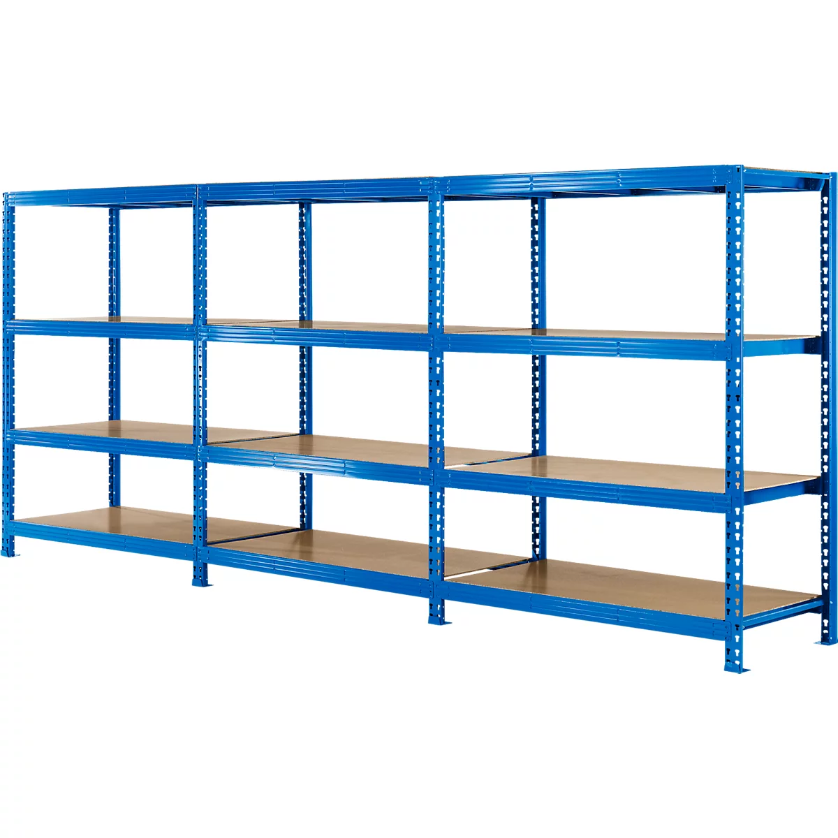 Rayonnage longue portée - module de base - l. 1600 x P 600 mm - 4 étagères - laqué époxy - bleu ciel RAL 5015