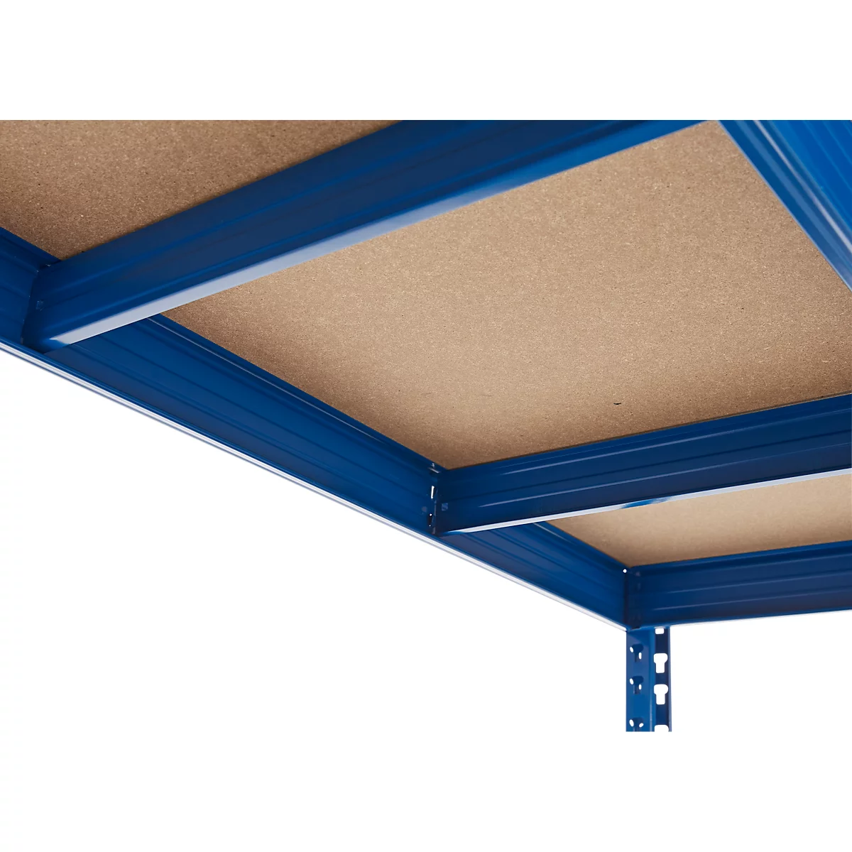 Rayonnage longue portée - module de base - l. 1600 x P 600 mm - 4 étagères - laqué époxy - bleu ciel RAL 5015