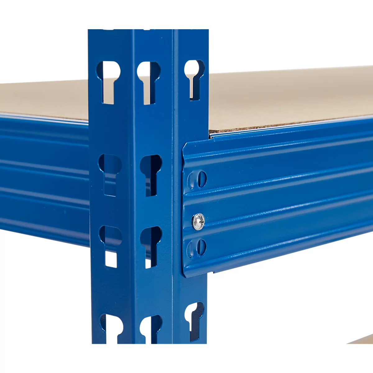 Rayonnage longue portée - module de base - l. 1600 x P 600 mm - 4 étagères - laqué époxy - bleu ciel RAL 5015
