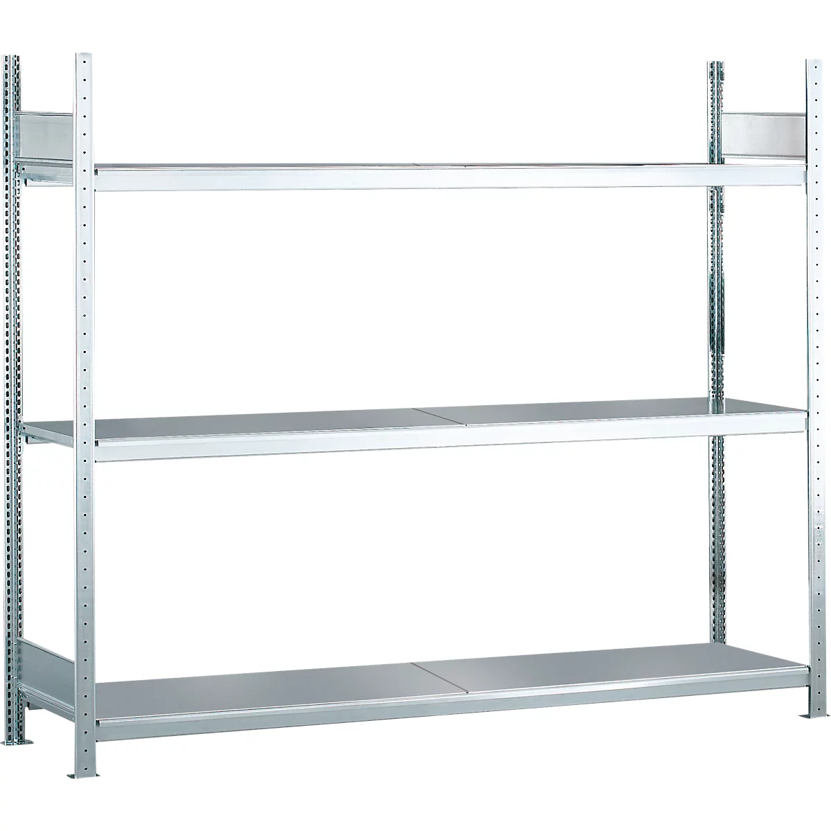 Rayonnage longue portée WS 2000 - l. 1500 x P 500 x H 2000 mm - 3 étagères - capacité de charge par étagère 400 kg- acier -galvanisé