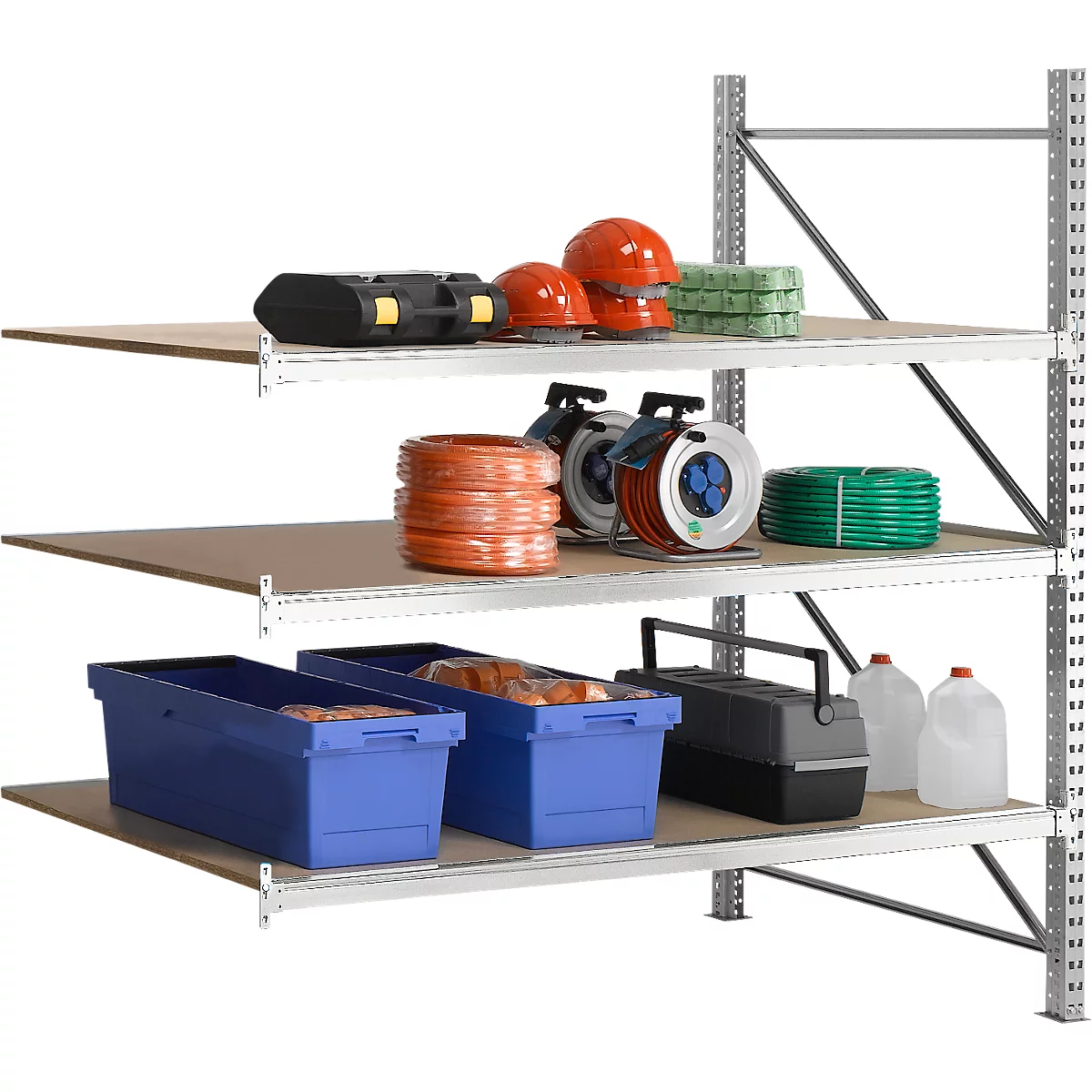 Rayonnage modulaire WR 600, module d'extension, traverse galvanisé, avec 2 niveaux, 2200 x 2200 x 1050 mm