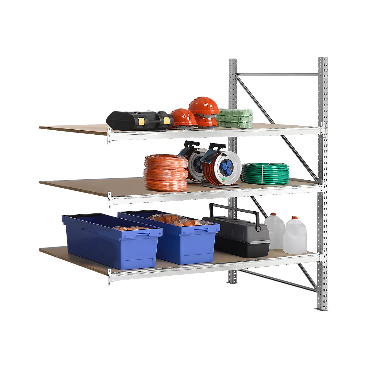 Rayonnage modulaire WR 600, module d'extension, traverse galvanisé, avec 3 niveaux, 2500 x 2200 x 800 mm