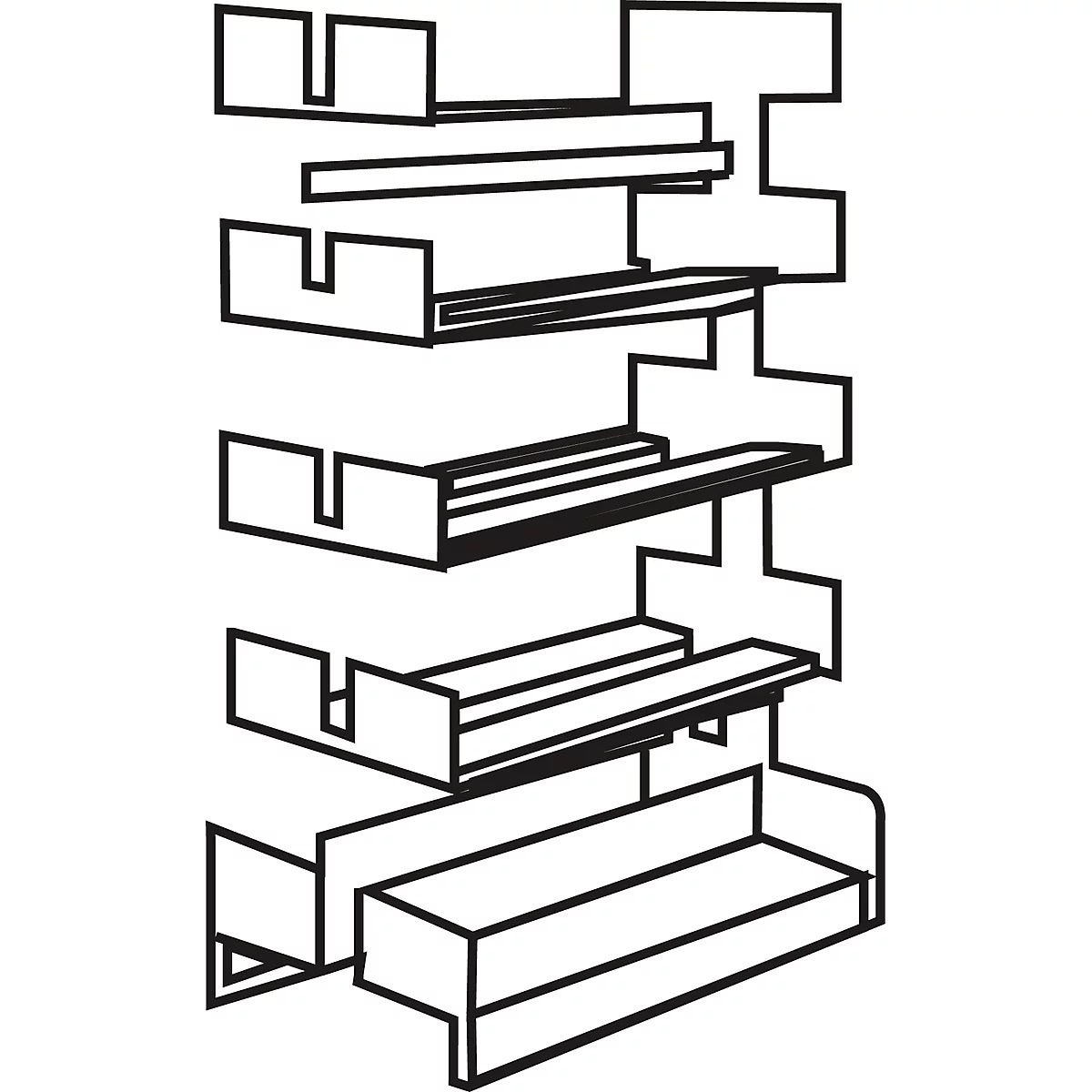 Rayonnage ouvert Variabo, module d'extension, utilisable des deux côtés, profondeur de compartiment 250 mm, 1000 x 2000 mm