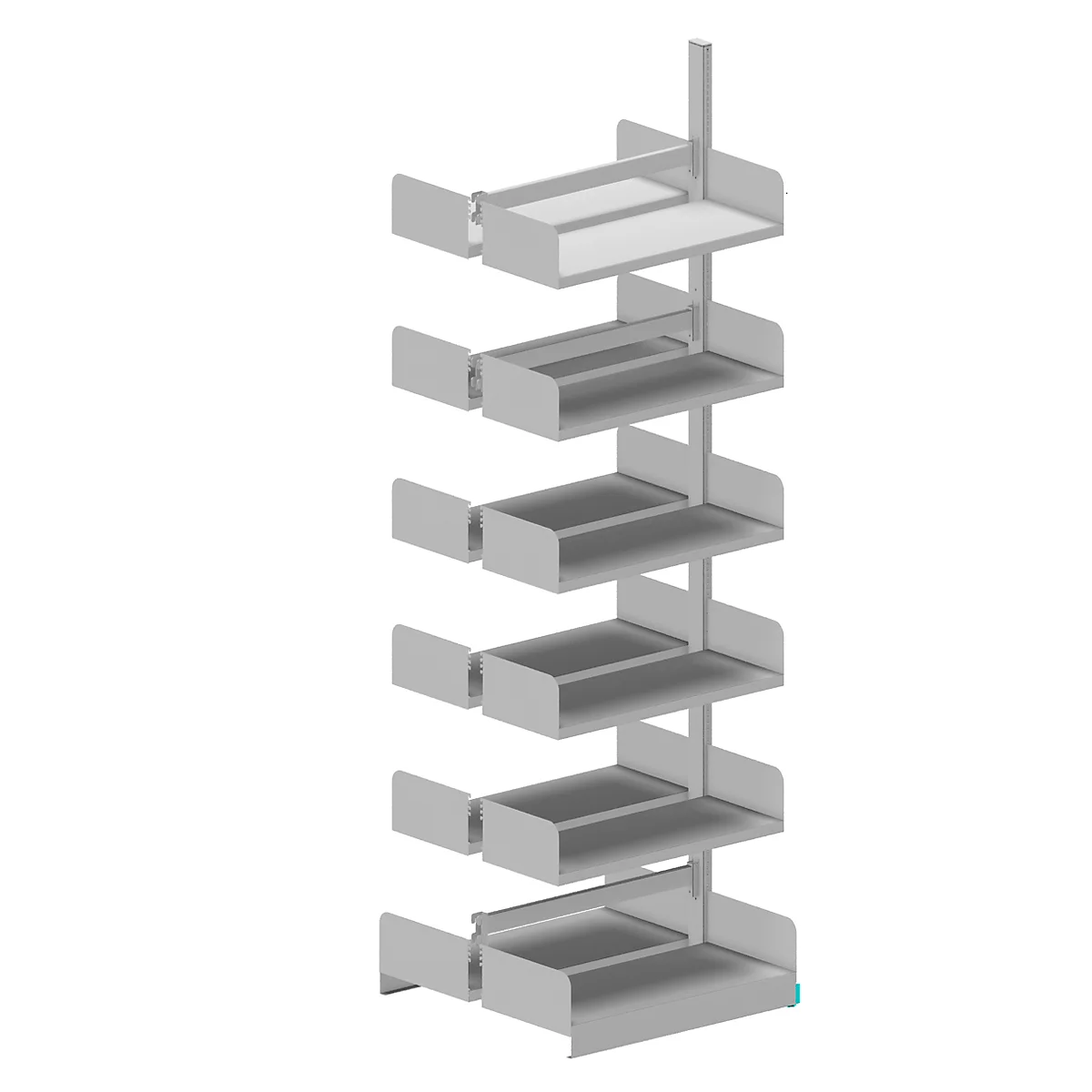 Rayonnage ouvert Variabo, module d'extension, utilisable des deux côtés, profondeur de compartiment 300 mm, 750 x 2500 mm