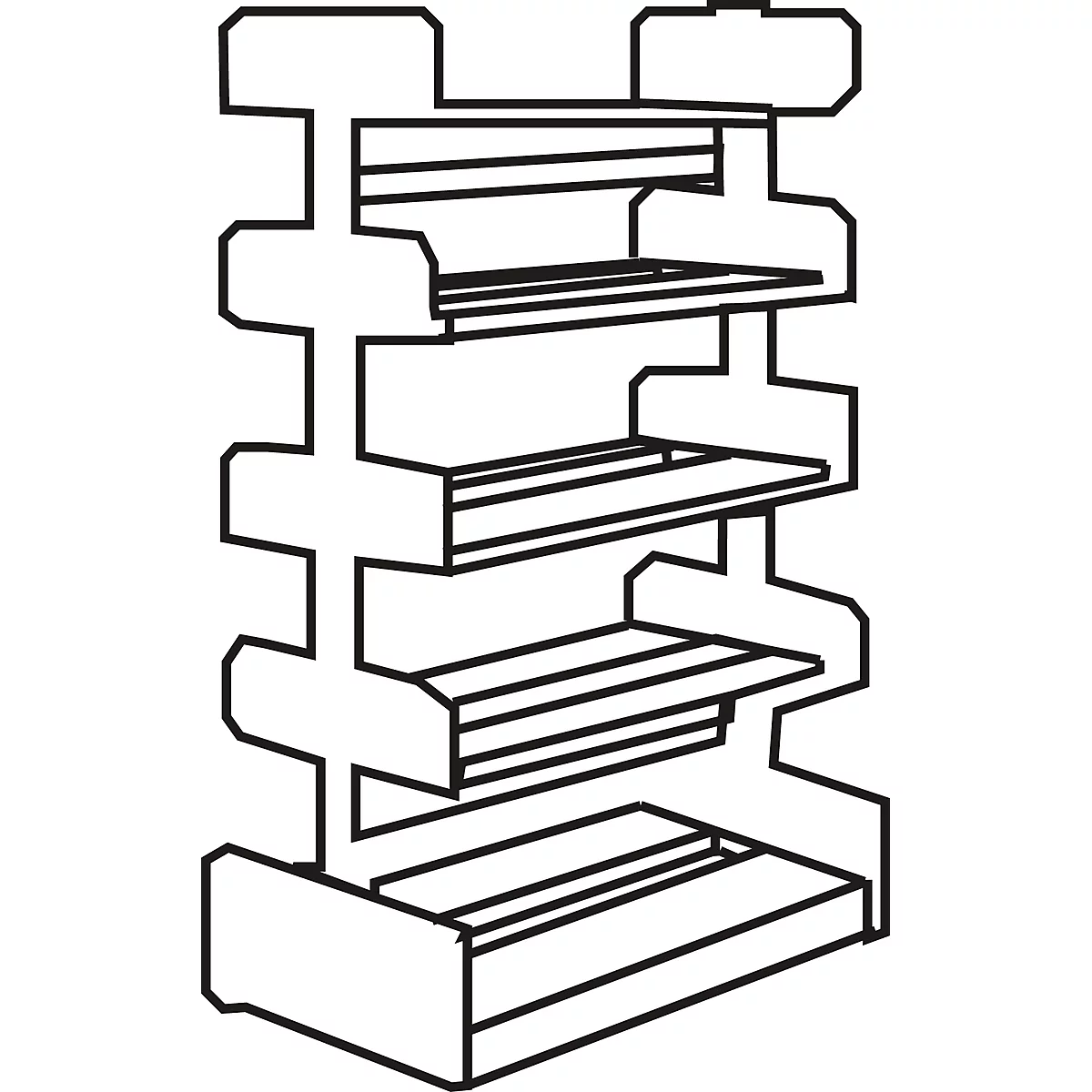 Rayonnage ouvert Variabo, module de base, utilisable des deux côtés, profondeur de compartiment 400 mm, 1000 x 2500 mm