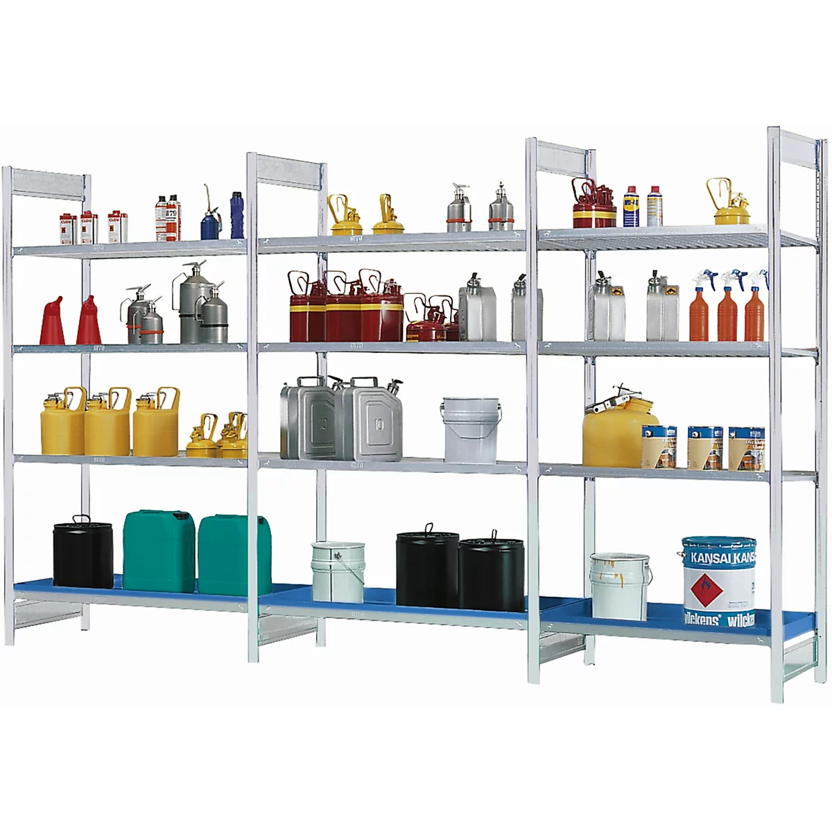 Rayonnage supplémentaire REG 1044 pour le stockage de marchandises dangereuses asecos REG 1044, L 1010 x P 440 x H 2000 mm, avec bac de rétention de 20 l et 3 étagères en treillis métallique