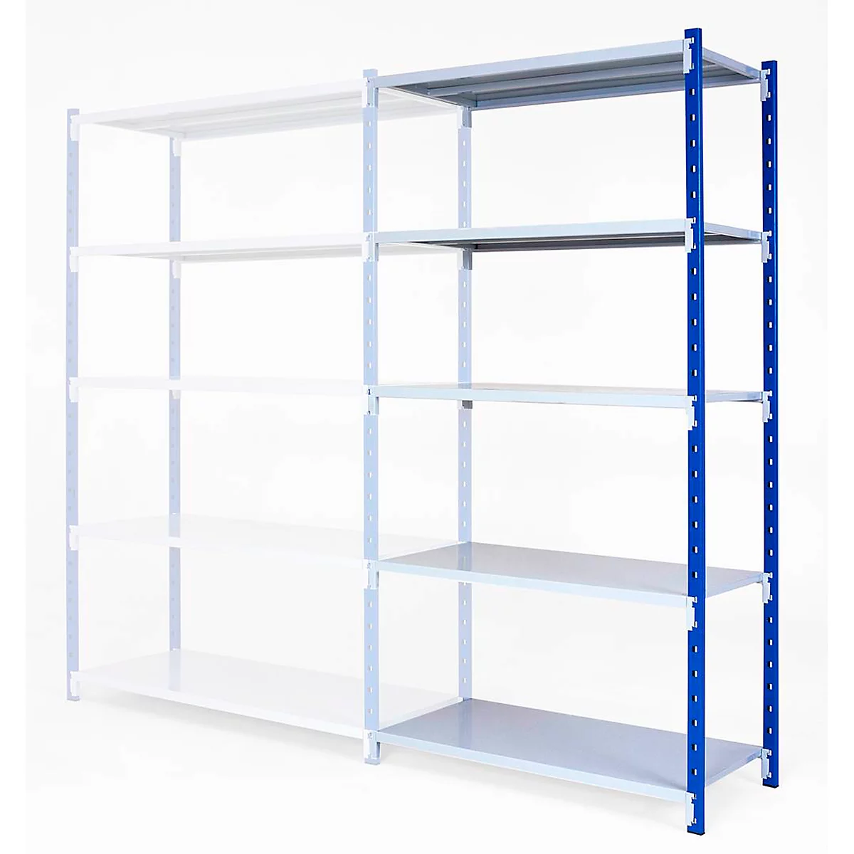 Rayonnage universel à emboîter, module d'extension, 5 tablettes en tôle d’acier, capacité de charge 125 kg, l. 1000 x H 2000 x P 400 mm