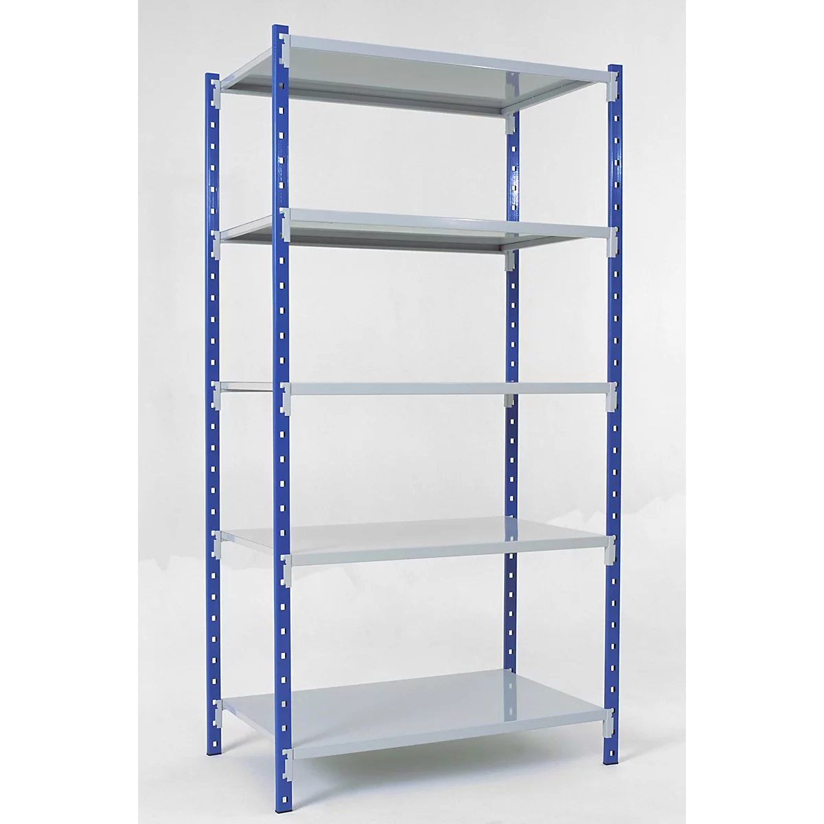 Rayonnage universel à emboîter, module de base, 5 tablettes en tôle d’acier, capacité de charge 200 kg, l. 1000 x H 2000 x P 400 mm