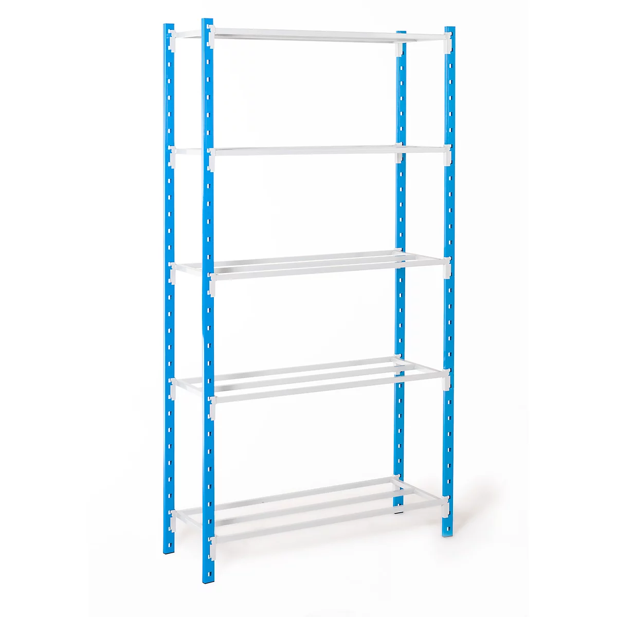 Rayonnage universel à emboîter, module de base, 5 tablettes grillagées, cap. du compartiment 76 kg, l. 1500 x H 2000 x P 400 mm