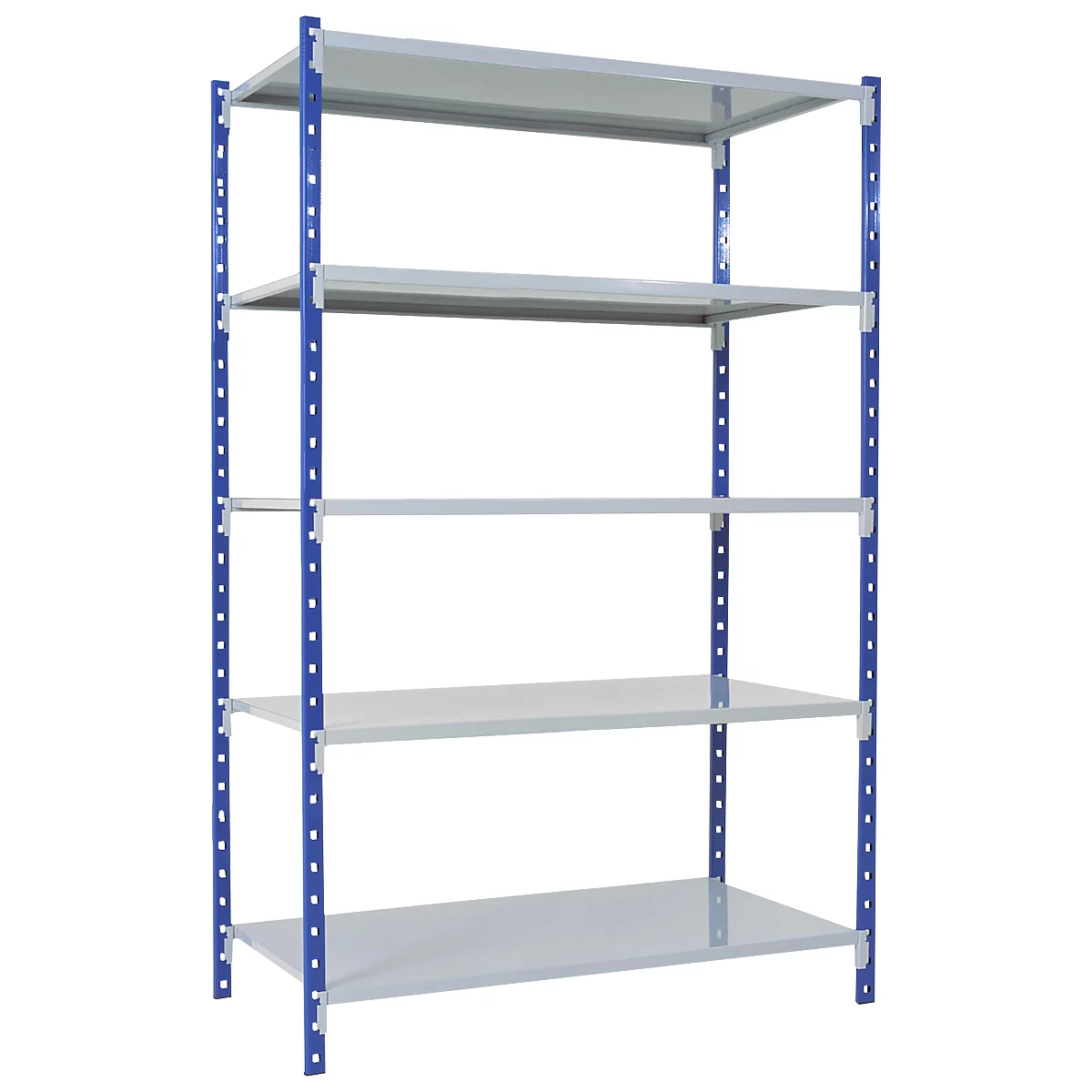 Rayonnage universel sans vis, baie de base, 5 tablettes en tôle d'acier, charge max. 125 kg, L 1250 x H 2000 x P 500 mm