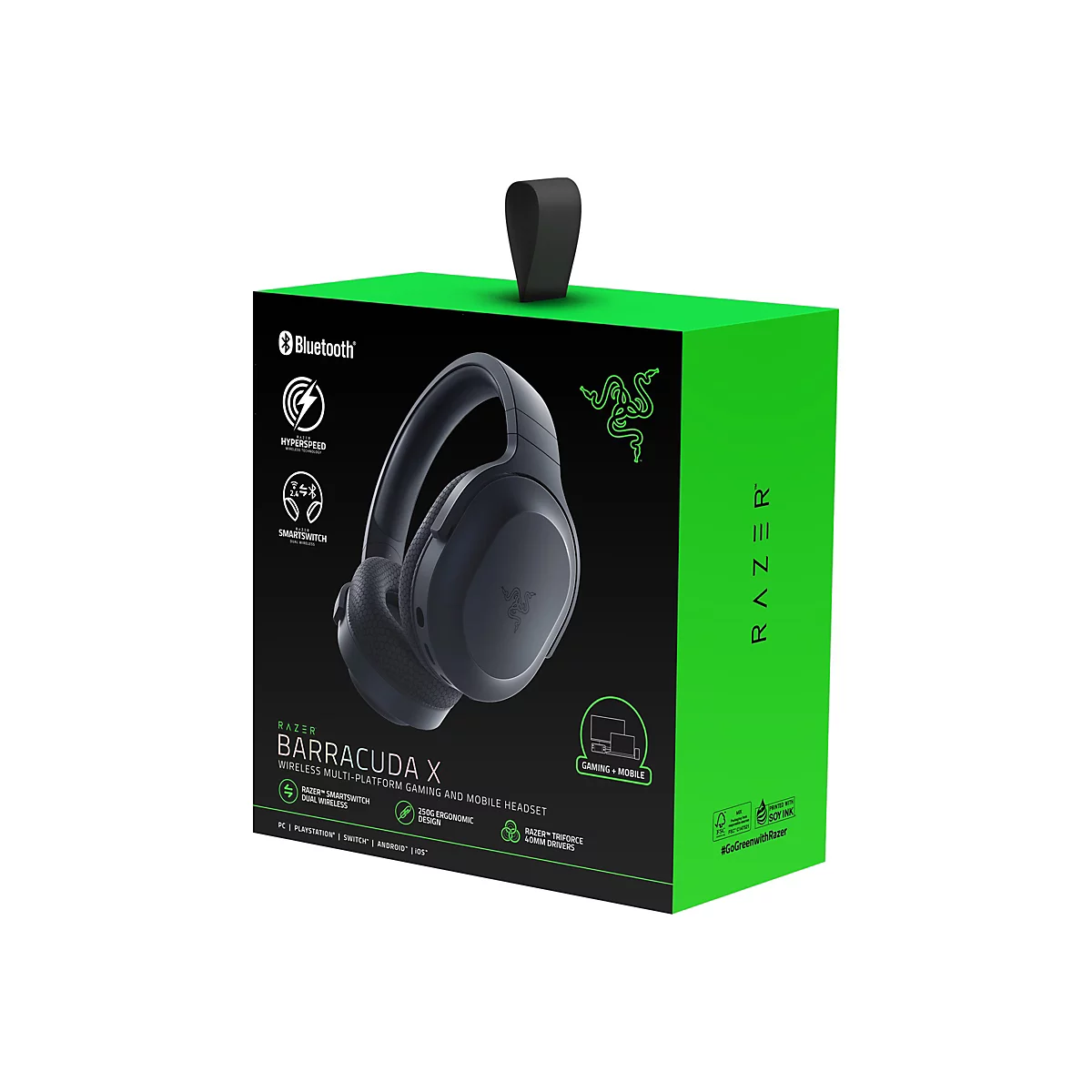 Razer Barracuda X - Headset - ohrumschließend - Bluetooth / 2,4 GHz Funkfrequenz - kabellos, kabelgebunden - 3,5 mm Stecker, USB-C