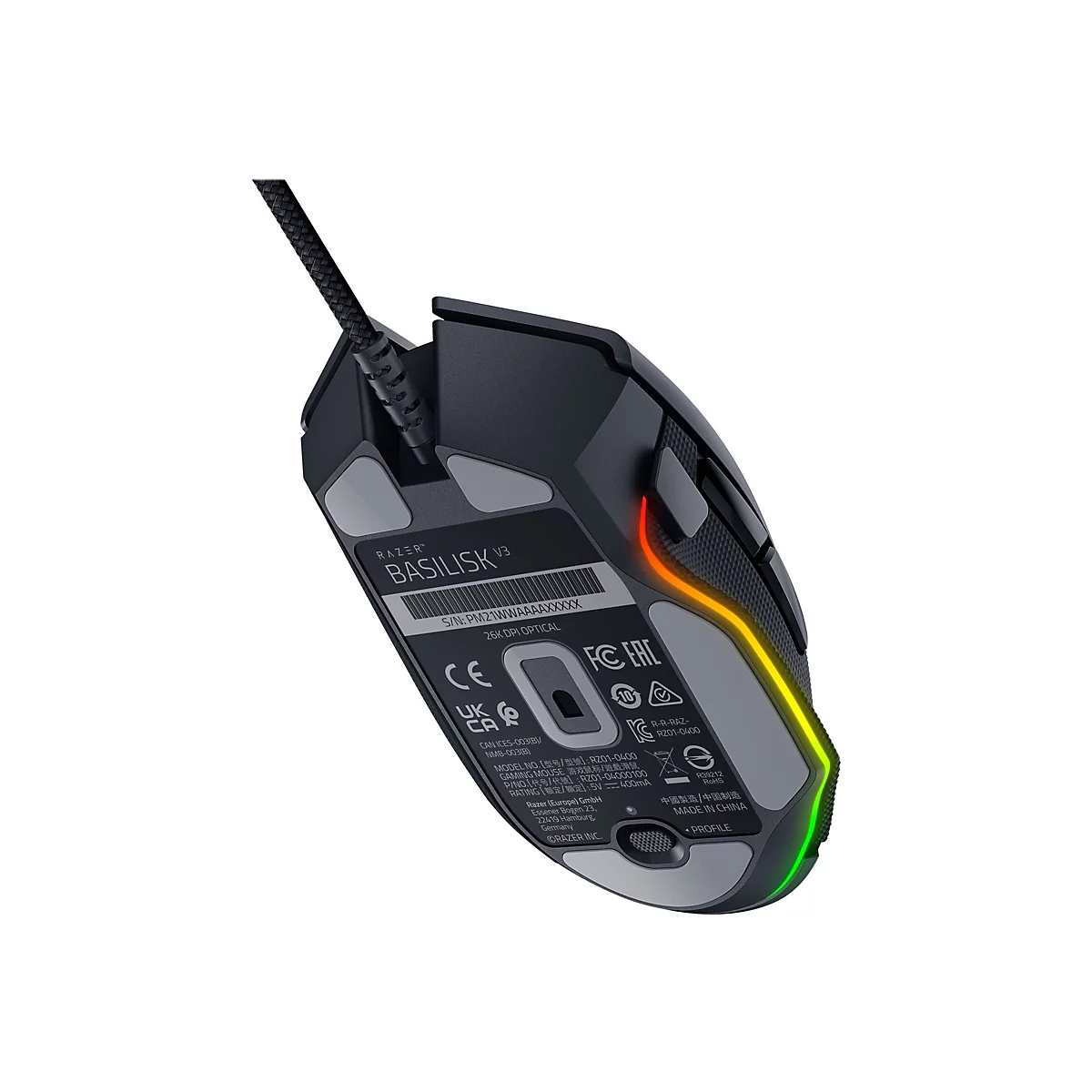 Razer Basilisk V3 - Maus - ergonomisch - Für Rechtshänder - optisch - 11 Tasten