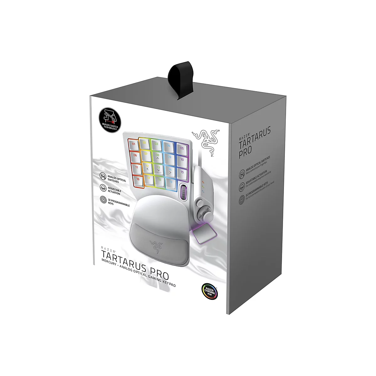 Razer Tartarus Pro - Tastenfeld - mit 8-way directional thumbpad, Scroll-Rädchen, Key-Map-Anzeige, Hyperesponse Daumentaste, Leertaste-Aktuator - hintergrundbeleuchtet - USB - Tastenschalter: Razer Analog Optical Switches