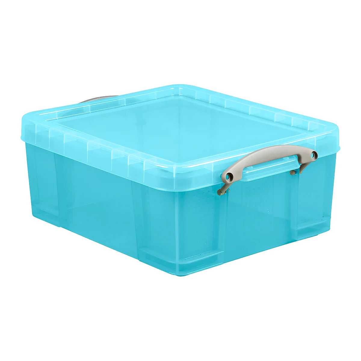 Really useful Box boîte en plastique avec couvercle, 18 litres, turquoise transparent