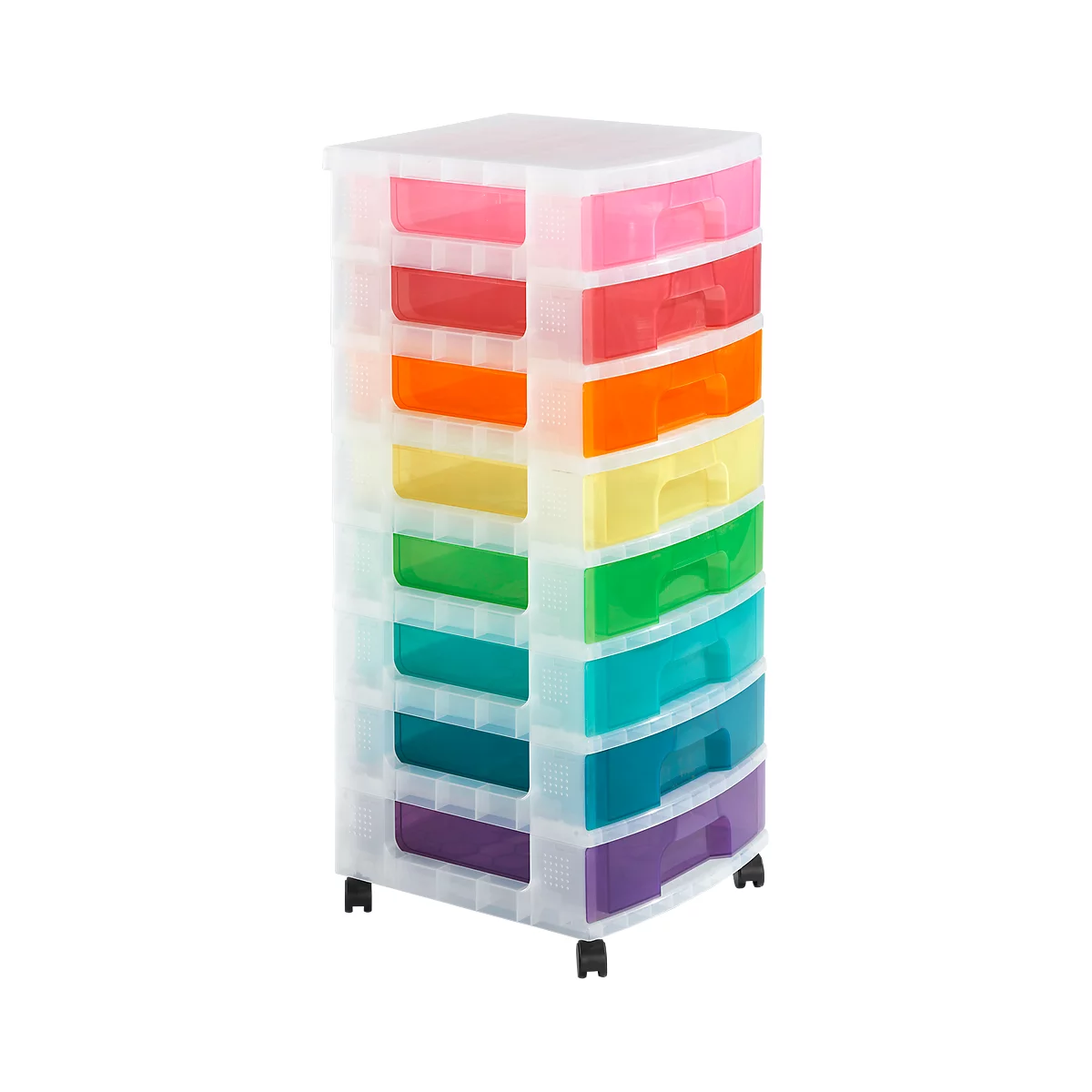 Really Useful Box Boxenturm, 8 x 9 Rainbow, mit Rollen