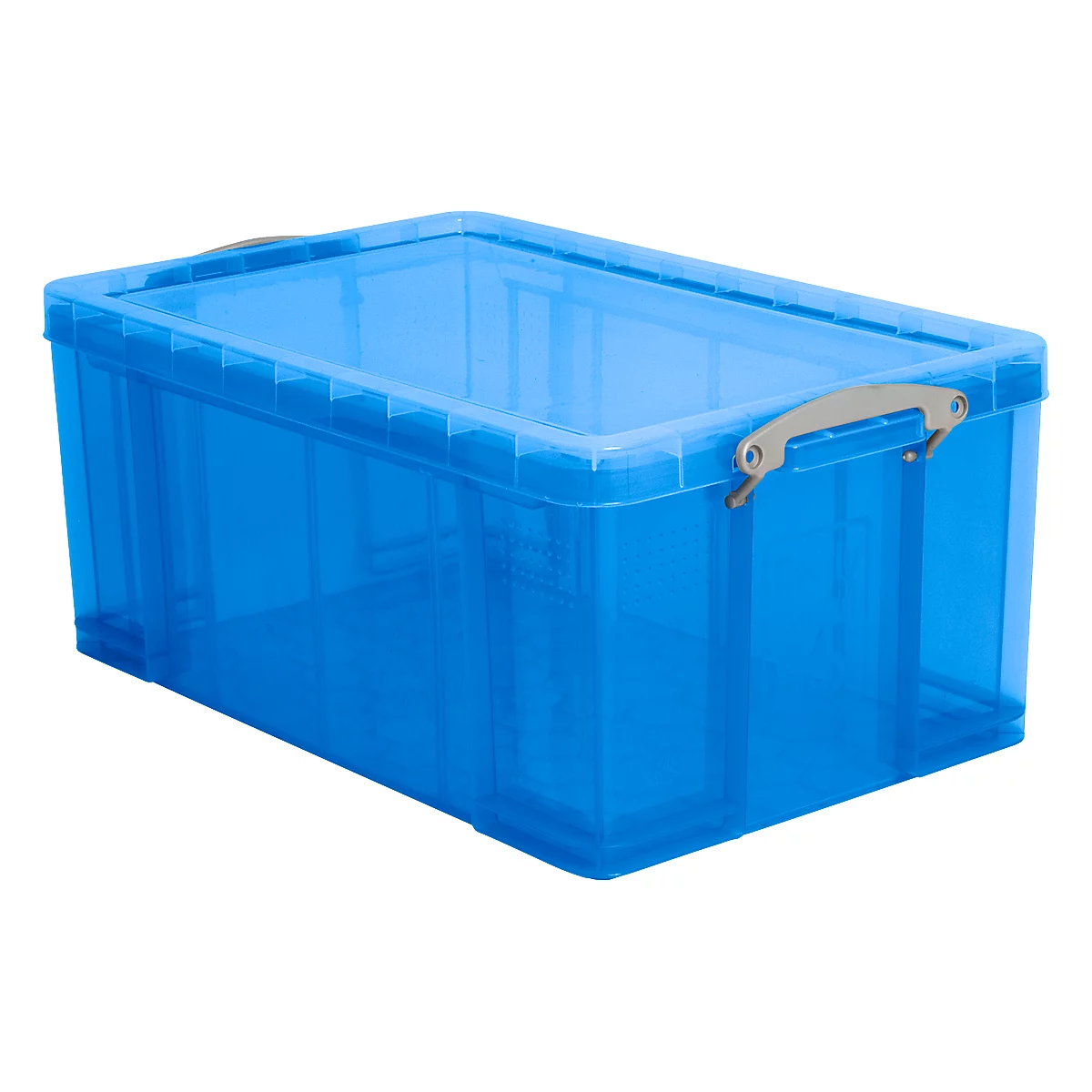 Really Useful Box opbergdoos, kunststof, met deksel, transparant blauw, 64 l