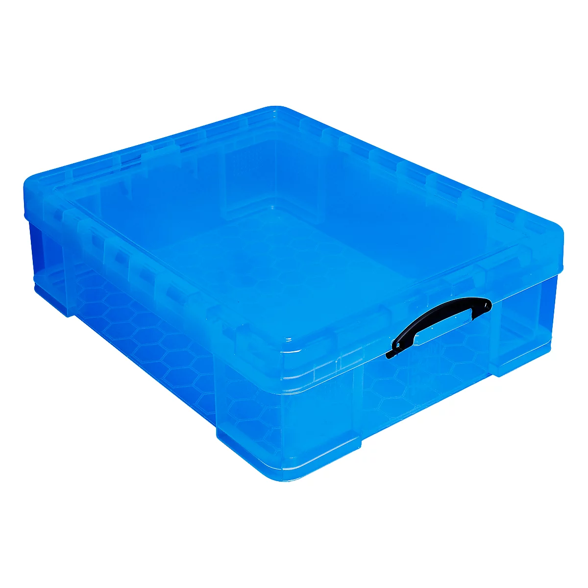 Really Useful Box opbergdoos, kunststof, met deksel, transparant blauw, 70 l