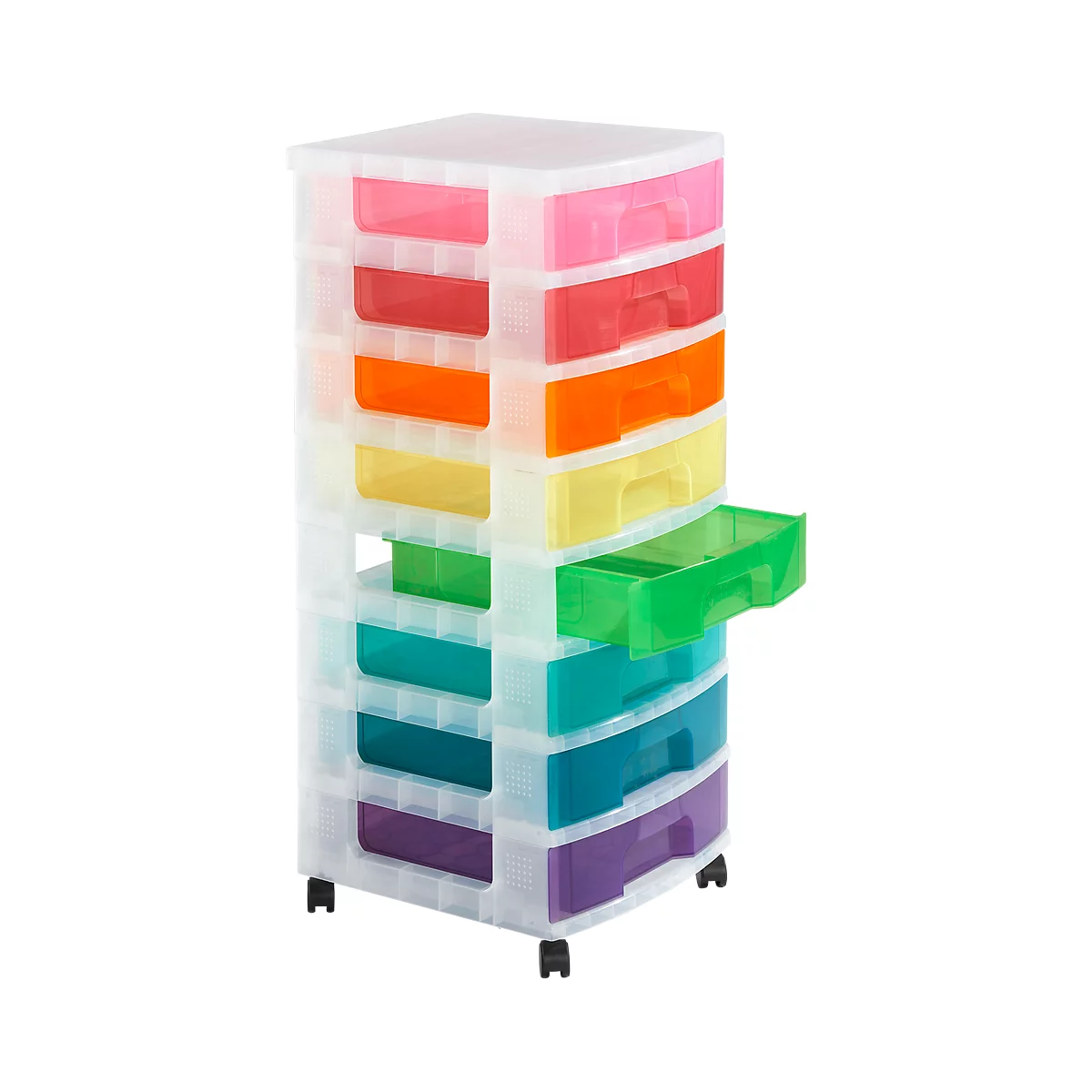 Really Useful Box Torre de cajas, 8 x 9 Rainbow, con ruedas