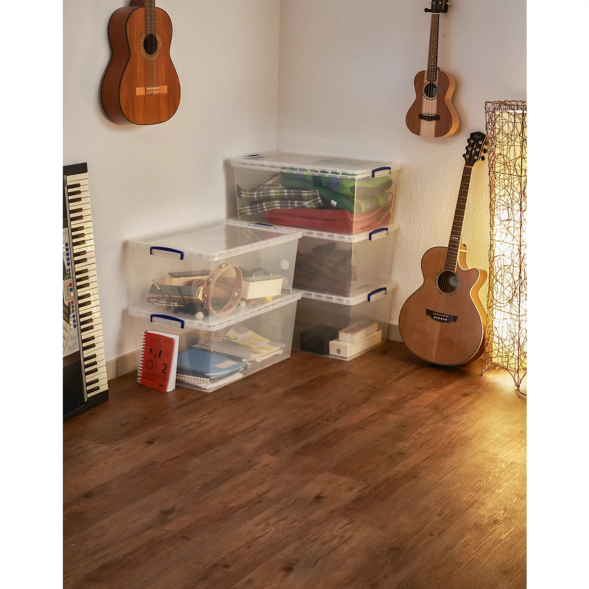 Really Useful Boxes Aufbewahrungsboxen, transparent, mit Deckel, 62L, 5 Stück