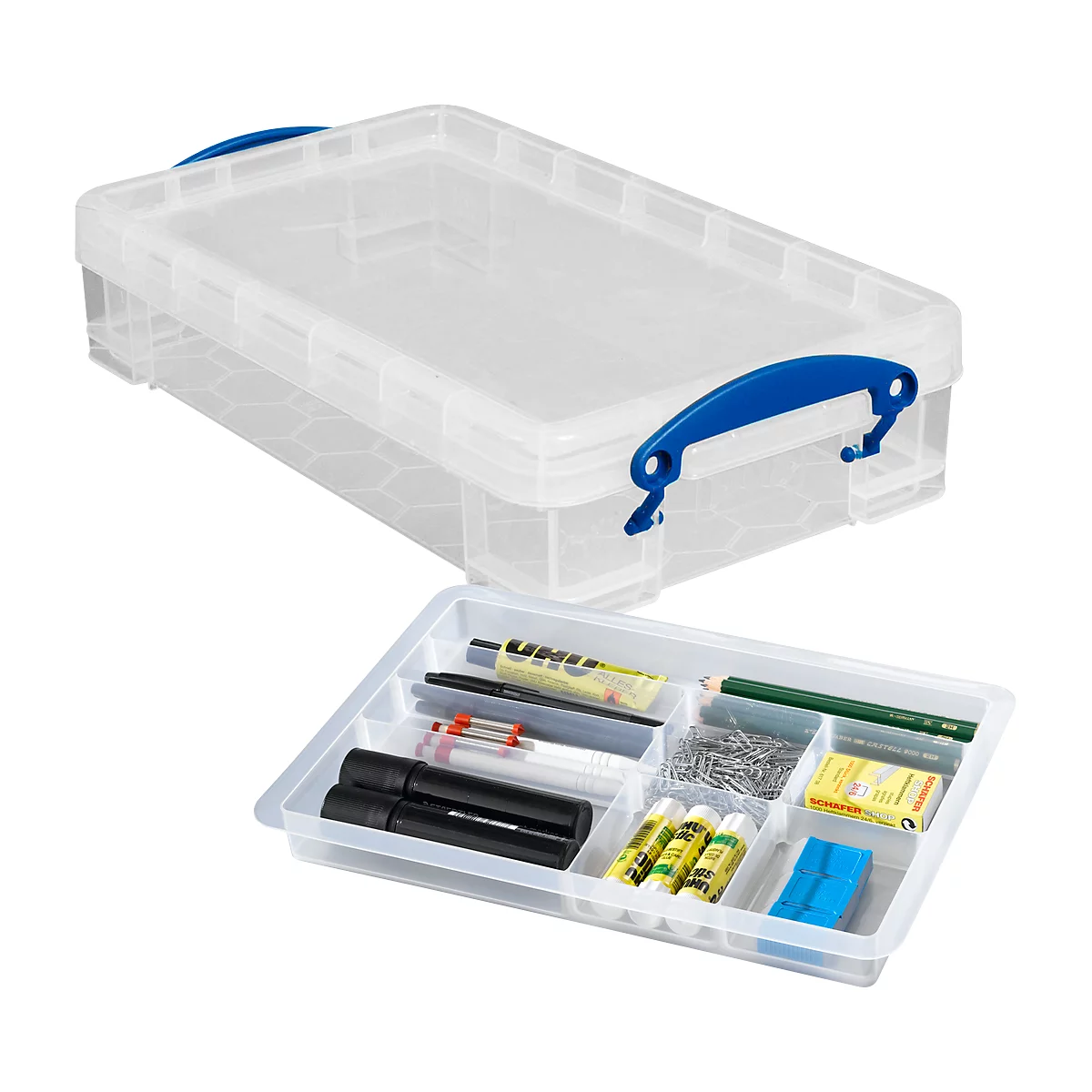 Really useful opbergdoos, 4 liter, kunststof, transparant, met deksel + inzetbakje