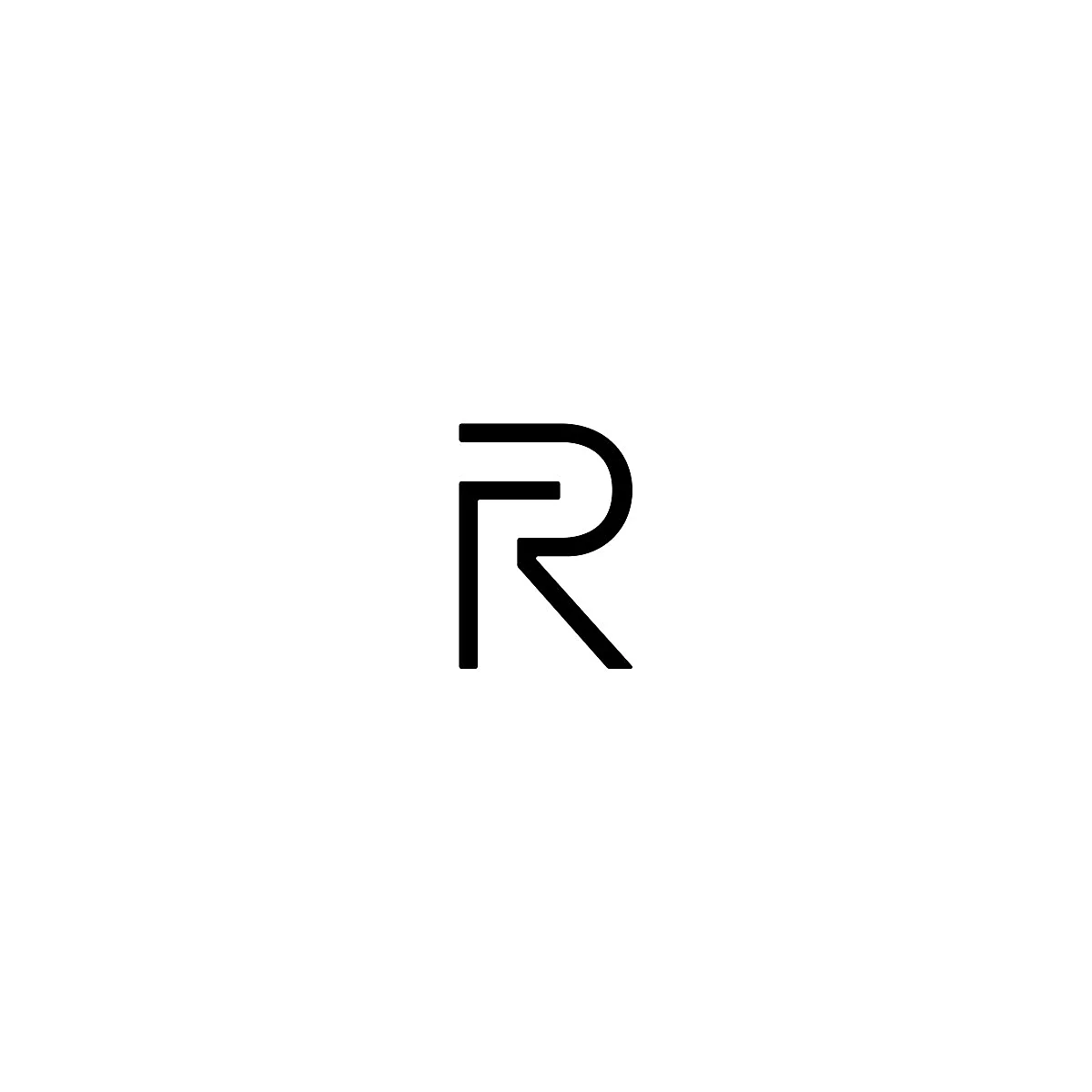 Schwarzes Logo: Kombination aus den Buchstaben F und R. F ist vertikal links, R ist abgerundet.