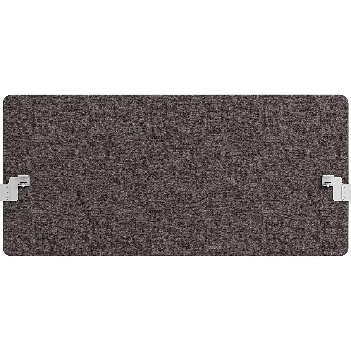 Grey table top with white brackets.