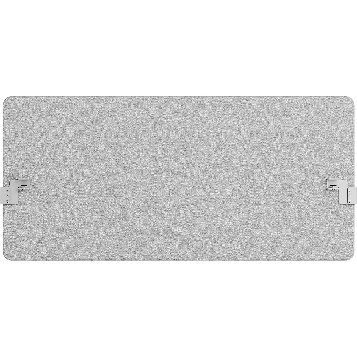 Gray rectangular plate with white brackets on the ends.