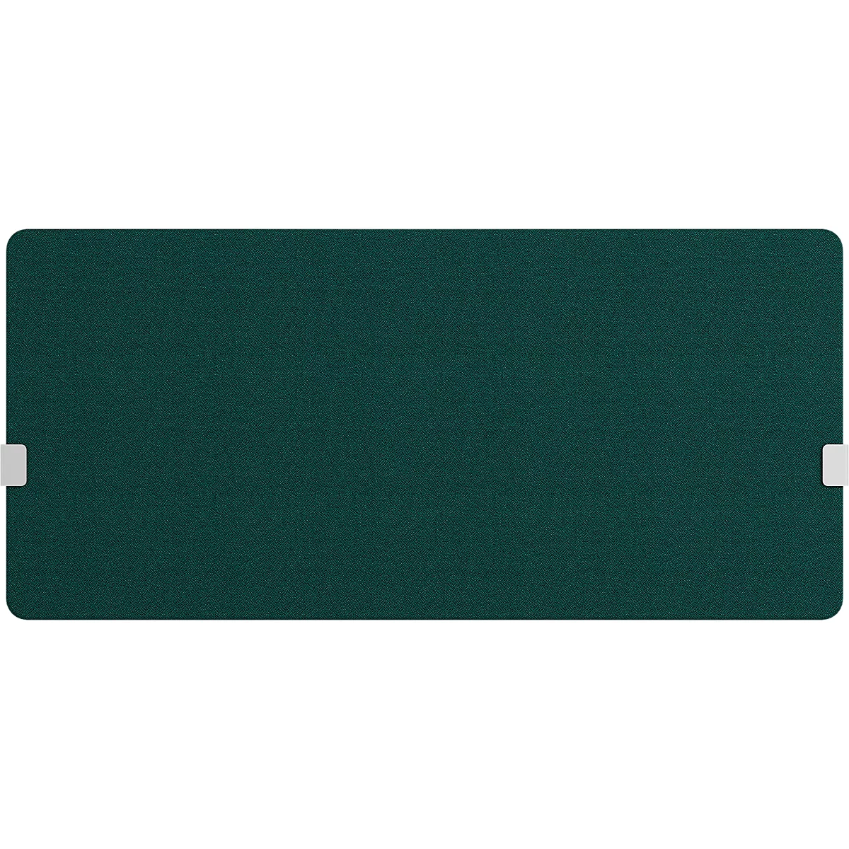 Dark green, rectangular table top, rounded corners, with light elements on the sides.