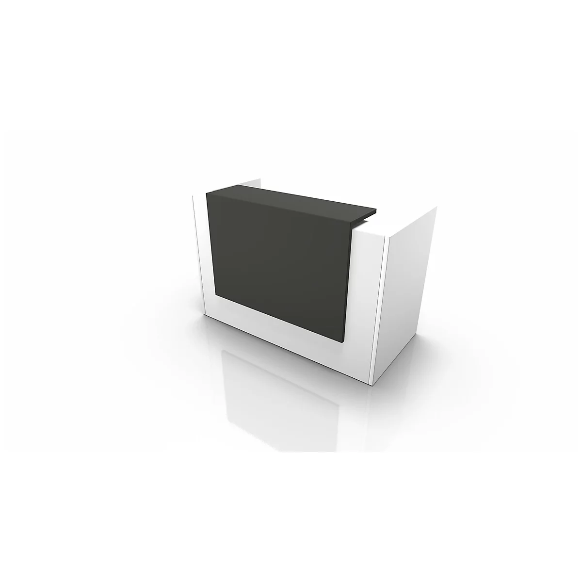 White and black desk, simple design.