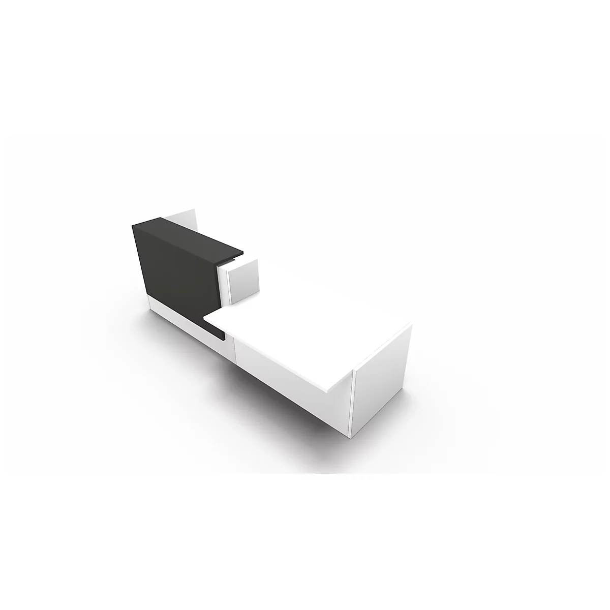 3D model of a white couch with a black back, standing on a white background.
