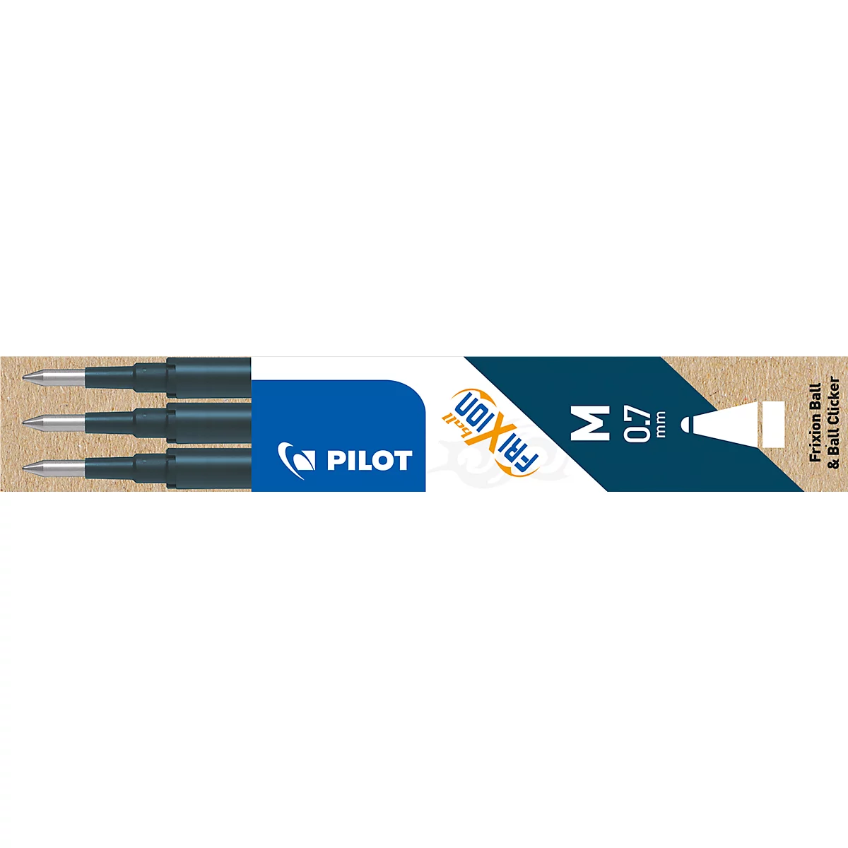 Recharges PILOT, pour roller FRIXION, épaisseur de trait 0,4 mm, effaçable, 3 pièces, bleu-noir