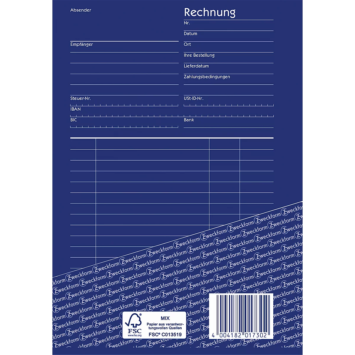 Rechnung Avery Zweckform 1730-5, Format A5, 5 Bücher mit jeweils 2 x 40 Blatt, FSC®-Papier, weiß/gelb