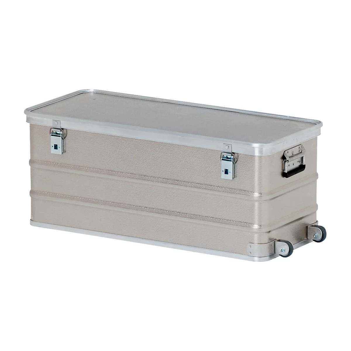Rechthoekige container met wielen, aluminiumkleurig, 105 l