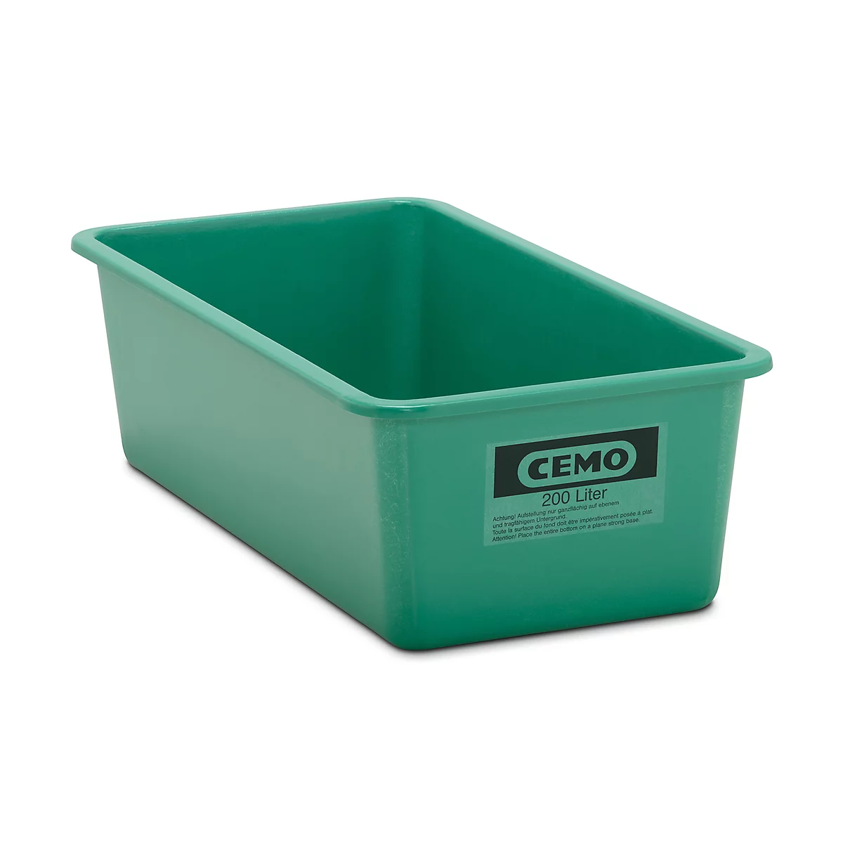 Rechthoekige container Standaard, groen, 200 l vlak