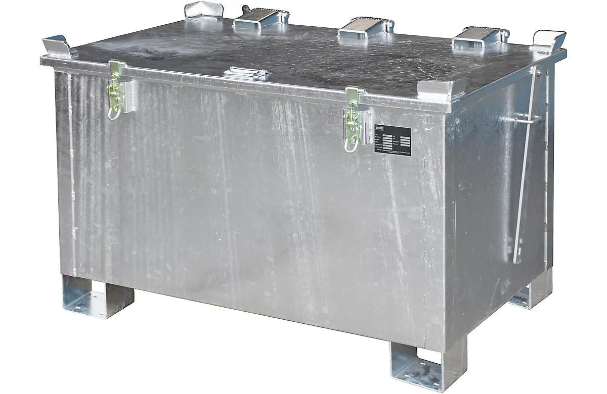 Recipiente de almacenamiento de iones de litio LIL 220, chapa de acero, tapa con cerradura, apilable hasta 3 unidades, An 1200 x P 800 mm
