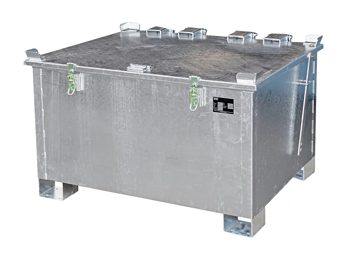 Recipiente de almacenamiento de iones de litio LIL 280, chapa de acero, tapa con cerradura, apilable hasta 3 unidades, An 1200 x P 1000 mm