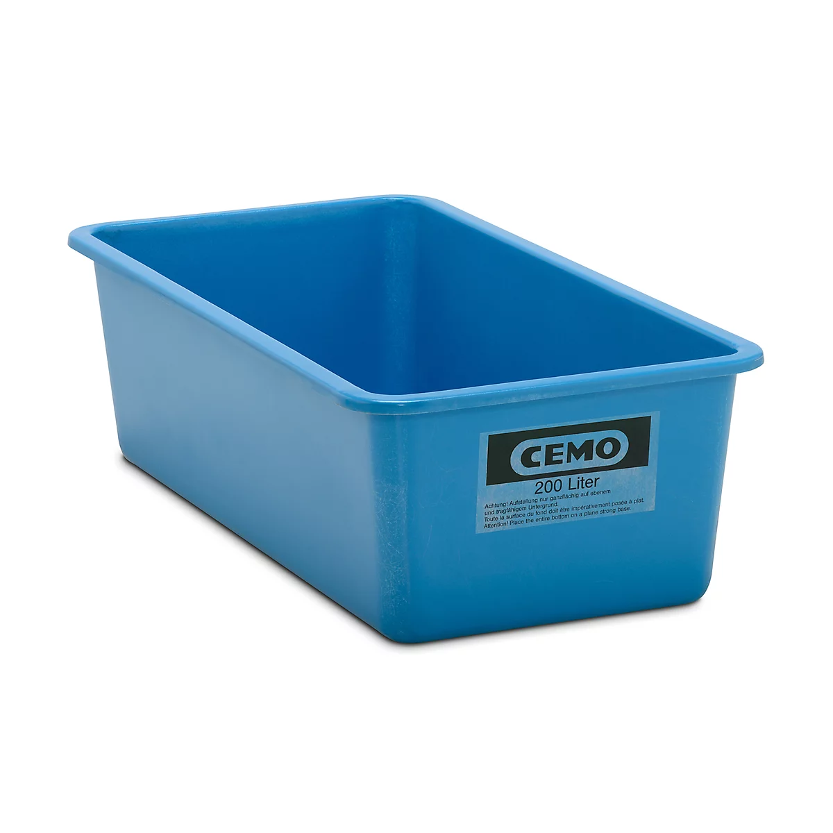 Recipiente rectangular estándar, azul, 200 l aplanado