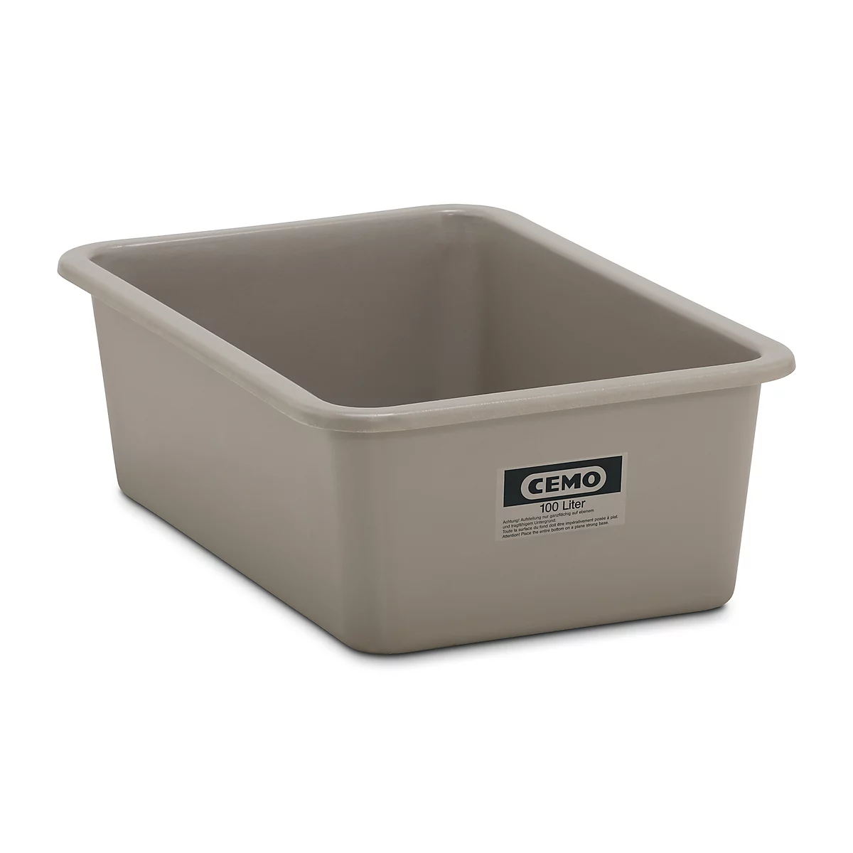 Recipiente rectangular estándar, PRFV, 100 l, gris