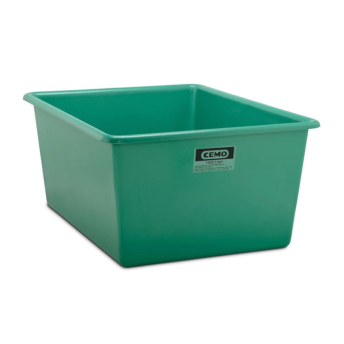 Recipiente rectangular estándar, PRFV, 1500 l, verde