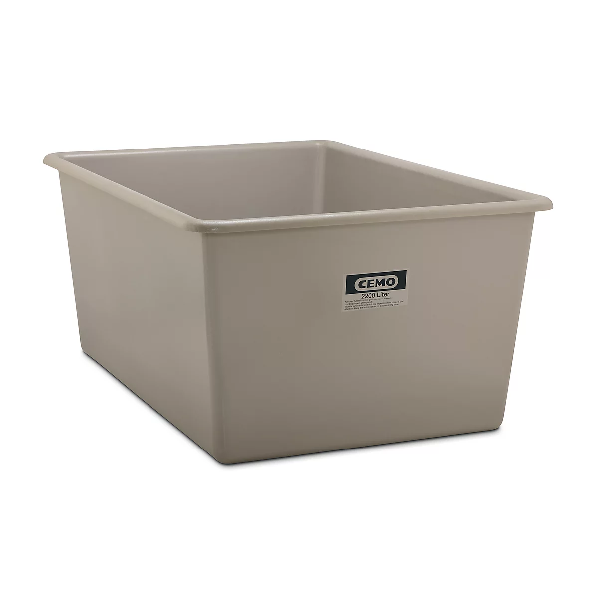 Recipiente rectangular estándar, PRFV, 2200 l, gris