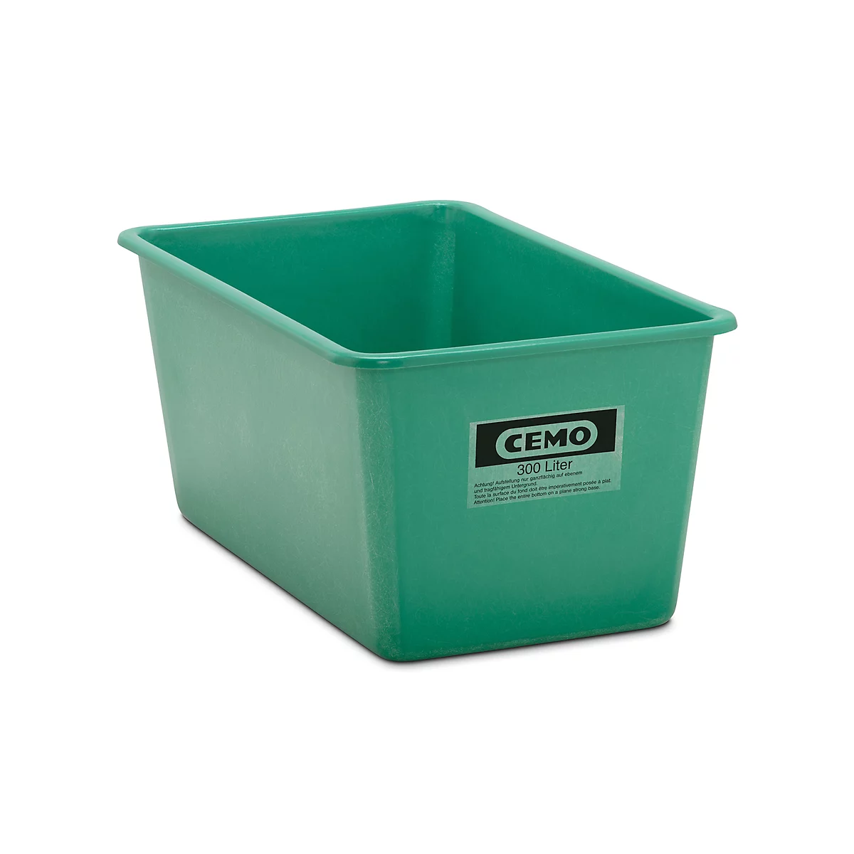 Recipiente rectangular estándar, PRFV, 300 l, verde