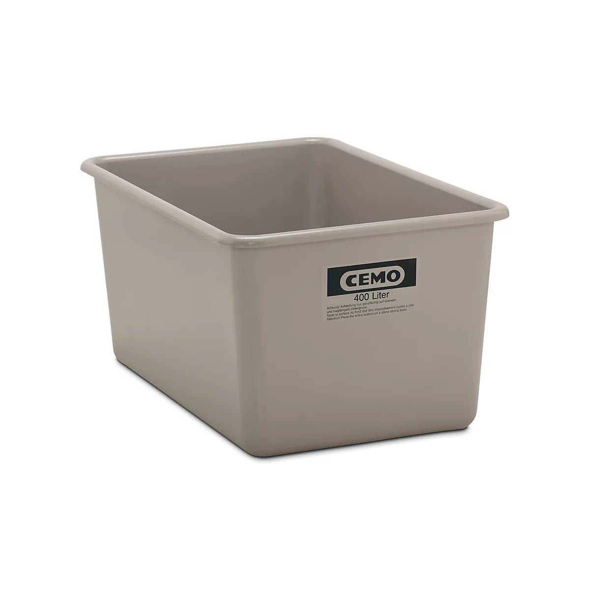 Recipiente rectangular estándar, PRFV, 400 l, gris